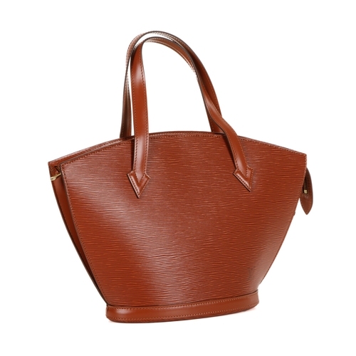 353 - Louis Vuitton, a tan epi St Jacques PM handbag, designed with a structured fan shape in textured tan... 