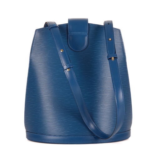 355 - Louis Vuitton, a blue epi Cluny handbag, featuring a blue epi leather exterior with maker's subtle e... 