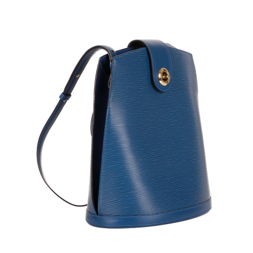 355 - Louis Vuitton, a blue epi Cluny handbag, featuring a blue epi leather exterior with maker's subtle e... 