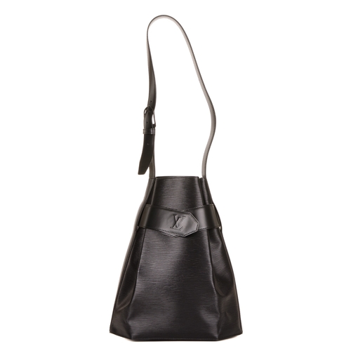 357 - Louis Vuitton, a black epi Sac D'Epaule GM handbag w/pouch, crafted from black textured epi leather ... 