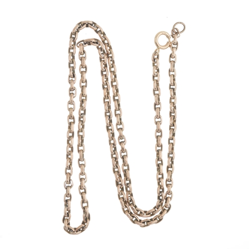 37 - An early 20th century 9ct gold belcher-link chain, with later bolt ring clasp, clasp stamped 375, le... 