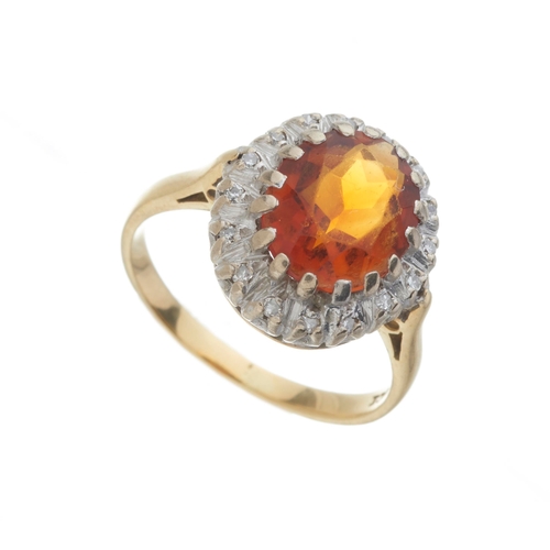 74 - An 18ct gold citrine and single-cut diamond cluster ring, citrine estimated weight 2.30ct, estimated... 