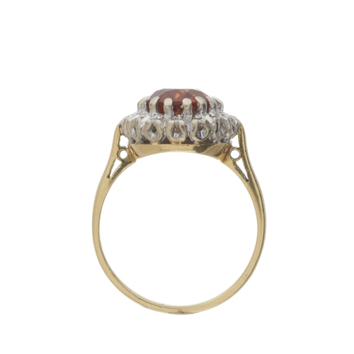 74 - An 18ct gold citrine and single-cut diamond cluster ring, citrine estimated weight 2.30ct, estimated... 