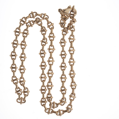 76 - A 9ct gold mariner-link chain necklace, stamped 9kt, length 47cm, 17.3g