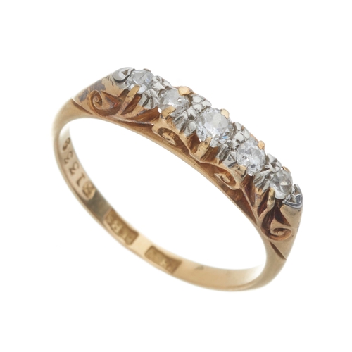 79 - Two 18ct gold rings, to include an 18ct gold old-cut diamond five-stone ring, together with an 18ct ... 