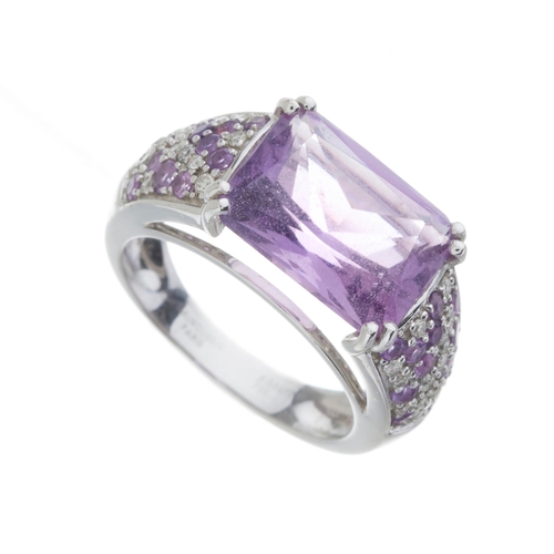 90 - Mauboussin, an 18ct gold amethyst and brilliant-cut diamond Plaisir d'Amour cocktail dress ring, sig... 