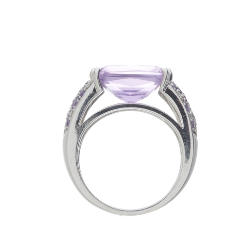 90 - Mauboussin, an 18ct gold amethyst and brilliant-cut diamond Plaisir d'Amour cocktail dress ring, sig... 