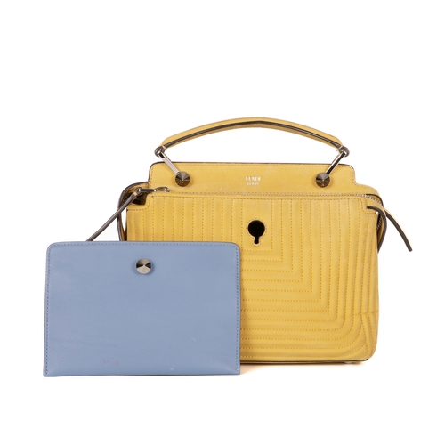 289 - Fendi, a yellow Dotcom handbag, designed with a quilted yellow nubuck leather exterior, silver-tone ... 