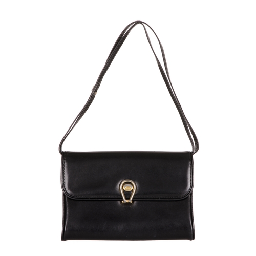 303 - Gucci, a vintage black leather handbag, crafted from smooth black leather, featuring an adjustable l... 