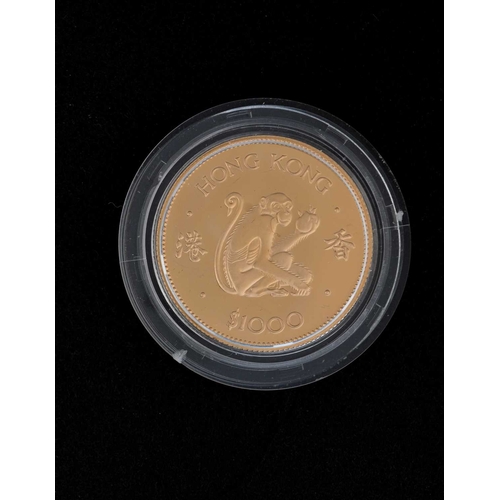 102 - Elizabeth II, Hong Kong, gold proof $1000 coin, 1980, approx 16g, in fitted case