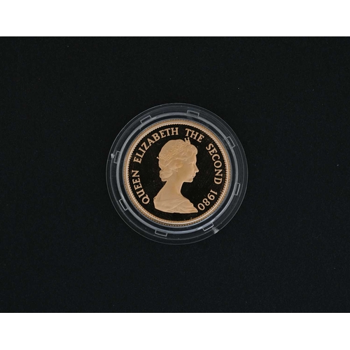 102 - Elizabeth II, Hong Kong, gold proof $1000 coin, 1980, approx 16g, in fitted case