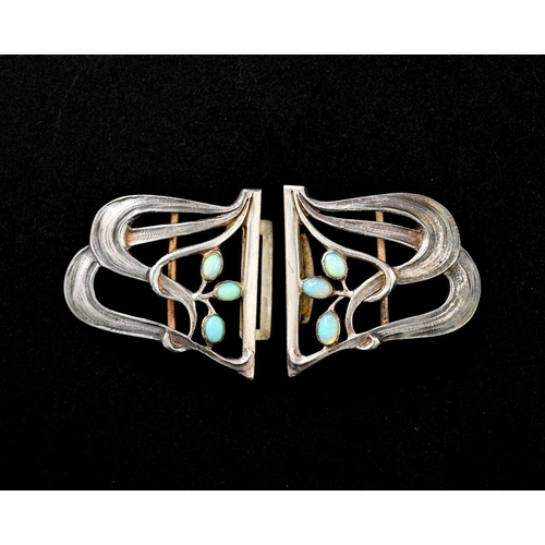 129 - Kate Harris for G L Connell, an Arts and Crafts silver and gem set buckle, London 1902, cast with si... 