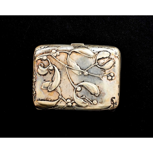 136 - An Art Nouveau silver cigarette case, Charles Murat, circa 1900, rectangular cushioned form, embosse... 