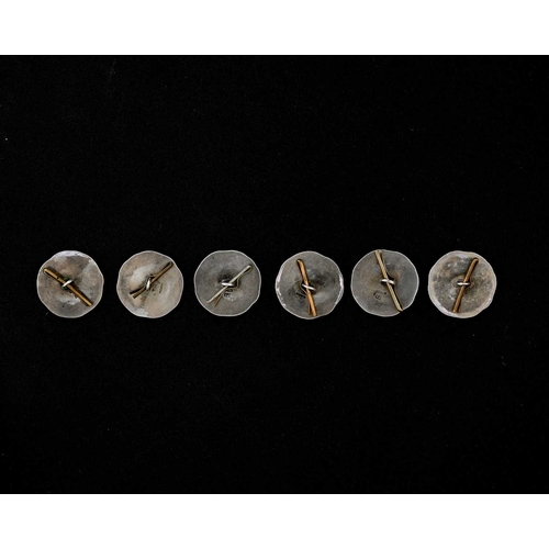 149 - A set of six Jugendstil silver buttons, cast with maidens heads in profile, in the WMF style, stampe... 