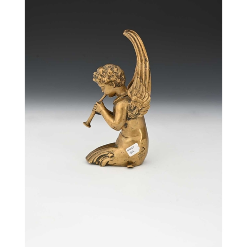 160 - A Gothic Revival cast brass architectural figure of an angel, circa 1866, in the style of Pugin and ... 