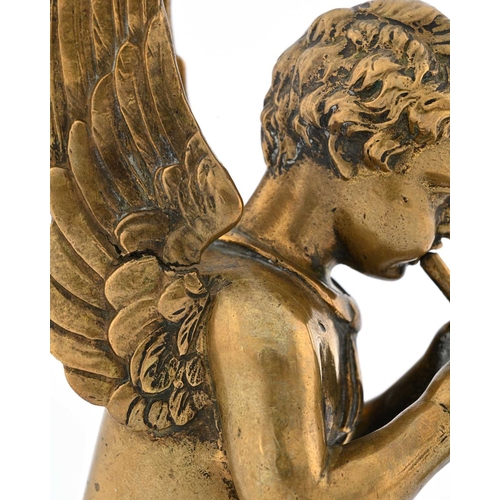 160 - A Gothic Revival cast brass architectural figure of an angel, circa 1866, in the style of Pugin and ... 