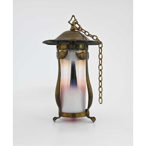 198 - An Arts and Crafts copper and glass pendant light, in the style of Jesson, Birkett and Co., circa 19... 