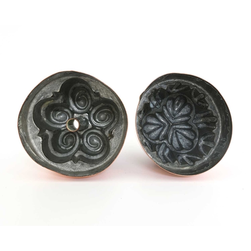 217 - Two Victorian Benham & Froud copper jelly moulds, both circular fluted designs, one with an open rin... 