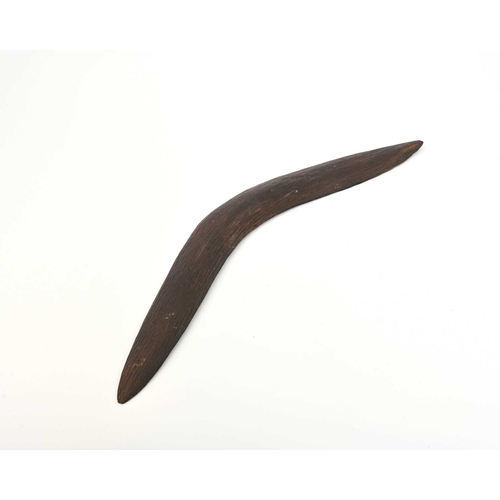 225 - Tribal Interest, a boomerang, possibly Aboriginal, 19th Century, convex top surface, both sides flut... 