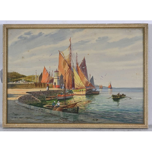 274 - Wilfred Knox (A.D.Bell) (British, 1884-1966), Cornish Harbour Scenes, a pair, both signed and dated ... 