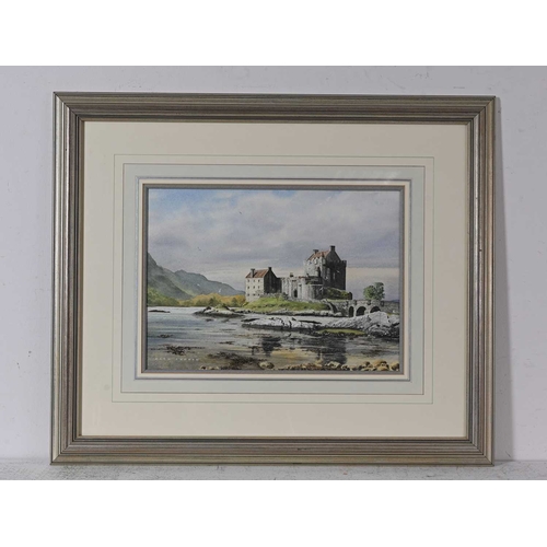 282 - Alan Ingham (British, 1932-2002), Eilean Donan Castle, signed l.l., titled verso, watercolour, 25 by... 