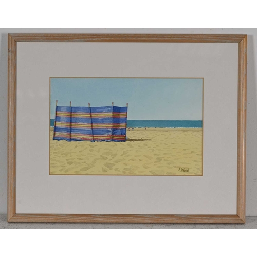 288 - Andy Wood (British, 1947), Sunbathers; Deckchairs & Tarpaulin; Windbreak: A Couple of Deckchairs, fo... 