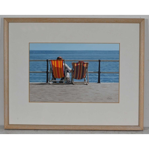 288 - Andy Wood (British, 1947), Sunbathers; Deckchairs & Tarpaulin; Windbreak: A Couple of Deckchairs, fo... 