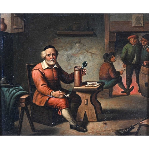 306 - After David Teniers II, The Alchemist; Tavern Scene, a pair, oil on tin, 15 by 19cm, framed (2)