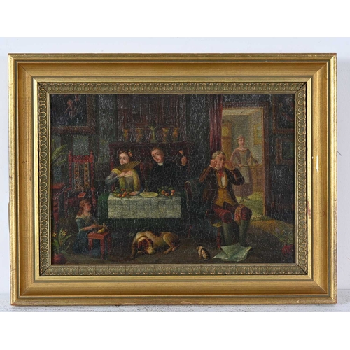 309 - Dutch School, 19th Century, The Priest, titled verso, oil on a chamfered panel, 18 by 26cm, framed