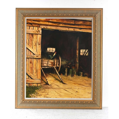 340 - Bev Taylor (New Zealander, 1936), Looking Out of the Barn; Looking Into the Barn, a pair, both signe... 