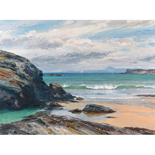 353 - Sheila MacLeod Robertson (British, 1927-2020), Kiloran Bay, Colonsay, signed l.r., titled verso, oil... 