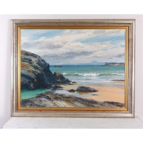 353 - Sheila MacLeod Robertson (British, 1927-2020), Kiloran Bay, Colonsay, signed l.r., titled verso, oil... 