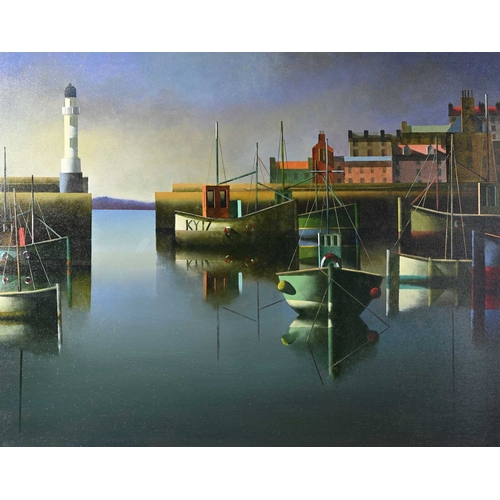 357 - Stephen Mangan (Scottish, 1964), Morning East Coast Harbour, signed l.r., titled and dated 2014 vers... 