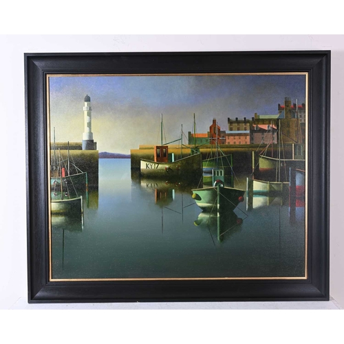 357 - Stephen Mangan (Scottish, 1964), Morning East Coast Harbour, signed l.r., titled and dated 2014 vers... 