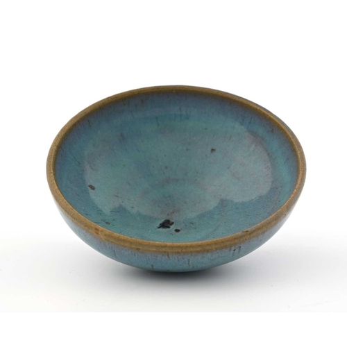 402 - A Chinese Junyao bubble bowl, probably Northern Song or Yuan dynasty, turquoise glaze with purple sp... 