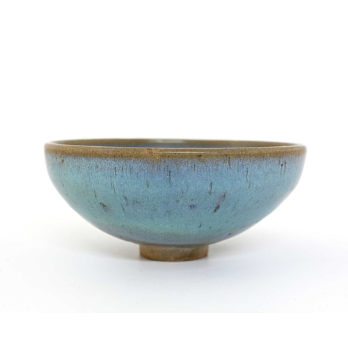 402 - A Chinese Junyao bubble bowl, probably Northern Song or Yuan dynasty, turquoise glaze with purple sp... 