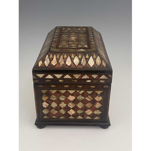 434 - An Ottoman box, mother of pearl and tortoise shell, 21cm high, 29cm wide, 21cm deep