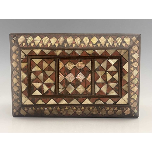 434 - An Ottoman box, mother of pearl and tortoise shell, 21cm high, 29cm wide, 21cm deep