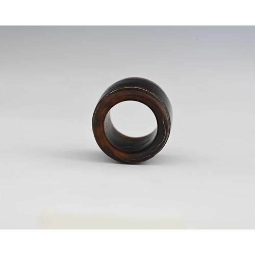 441 - A Chinese rhinoceros horn archers ring, 19th century or earlier, 3.5cm diameter, 3cm wide