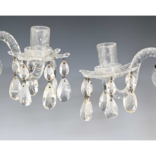 461 - A pair of George III facet cut candelabra, in the style of William Park, the inverse baluster stems ... 