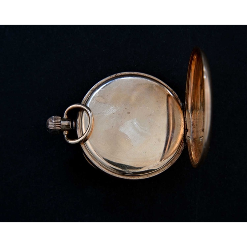 49 - A 9 carat gold Waltham pocket watch, Birmingham 1916, white enamelled dial with Arabic numerals and ... 