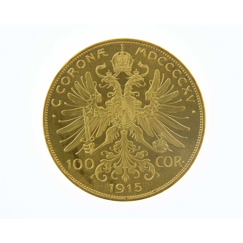 51 - Austria, Habsburg Franz Joseph I, gold 100 Corona, 1915 (restrike)