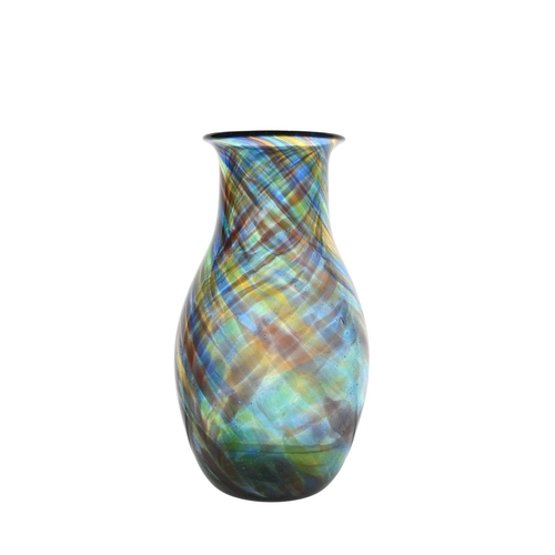 516 - Hartley Wood, a Sunderland art glass vase, shouldered bulbous form with everted rim, multicoloured s... 