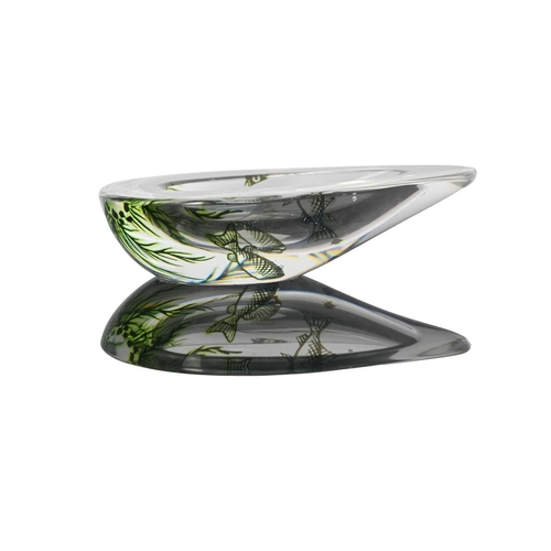 520 - Edward Hald for Orrefors, a Graal glass dish, designed 1938, shallow half pear form, decorated with ... 