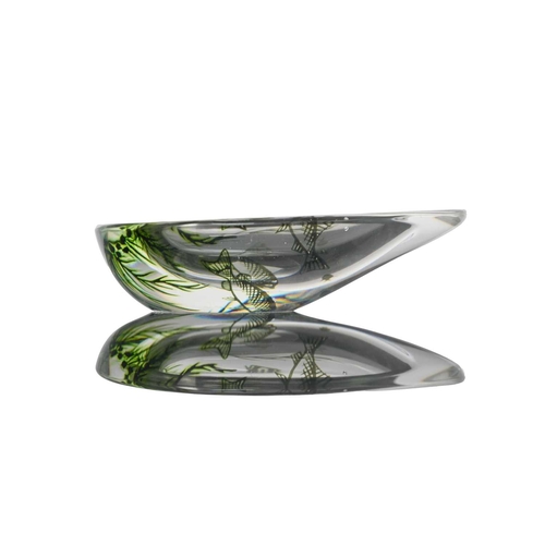 520 - Edward Hald for Orrefors, a Graal glass dish, designed 1938, shallow half pear form, decorated with ... 