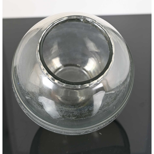 521 - Edward Hald for Orrefors, an Art Deco smoked glass vase, 1930, spherical form, cut with a central de... 