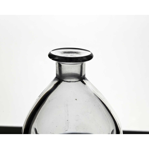 523 - Vicke Lindstrand for Orrefors, a Modernist glass decanter, shouldered form with square section base ... 