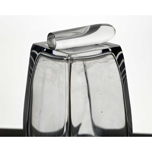 523 - Vicke Lindstrand for Orrefors, a Modernist glass decanter, shouldered form with square section base ... 