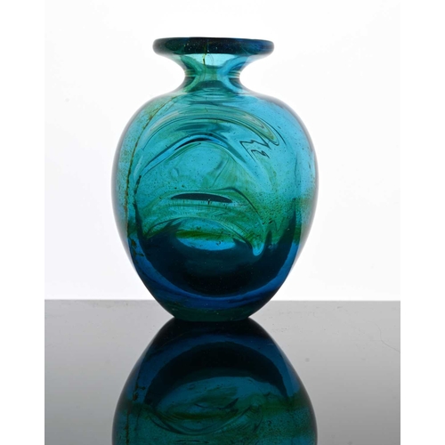 528 - After Michael Harris and Vincente Boffo for Mdina, a Blue Summer pulled ear glass vase, circa 1970s,... 