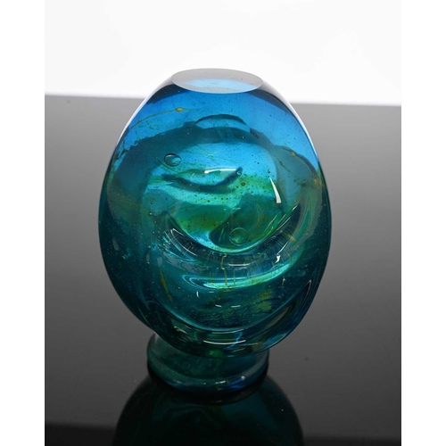 528 - After Michael Harris and Vincente Boffo for Mdina, a Blue Summer pulled ear glass vase, circa 1970s,... 